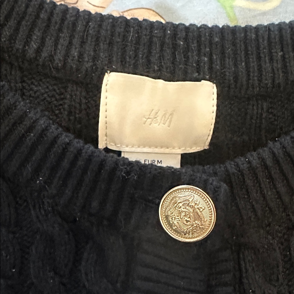 H&M Black Knit Sweater with Gold Button - Picture 2 of 6